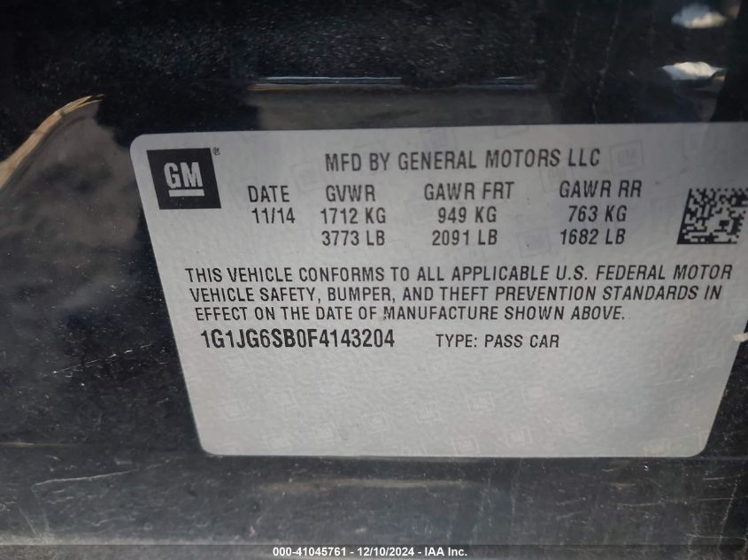 VIN 1G1JG6SB0F4143204 2015 Chevrolet Sonic, Rs Auto no.9