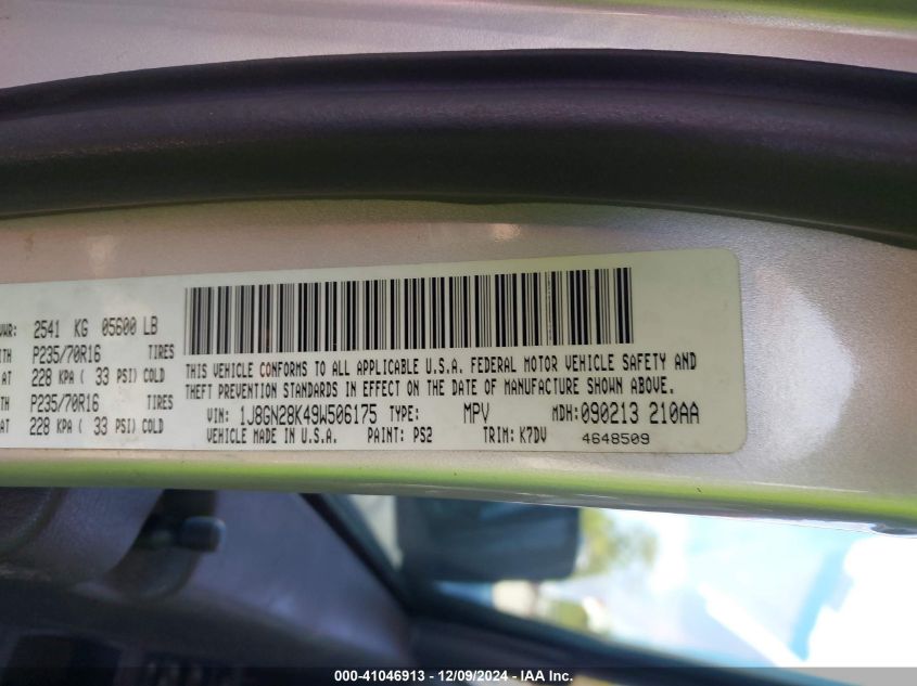 2009 Jeep Liberty Sport VIN: 1J8GN28K49W506175 Lot: 41046913