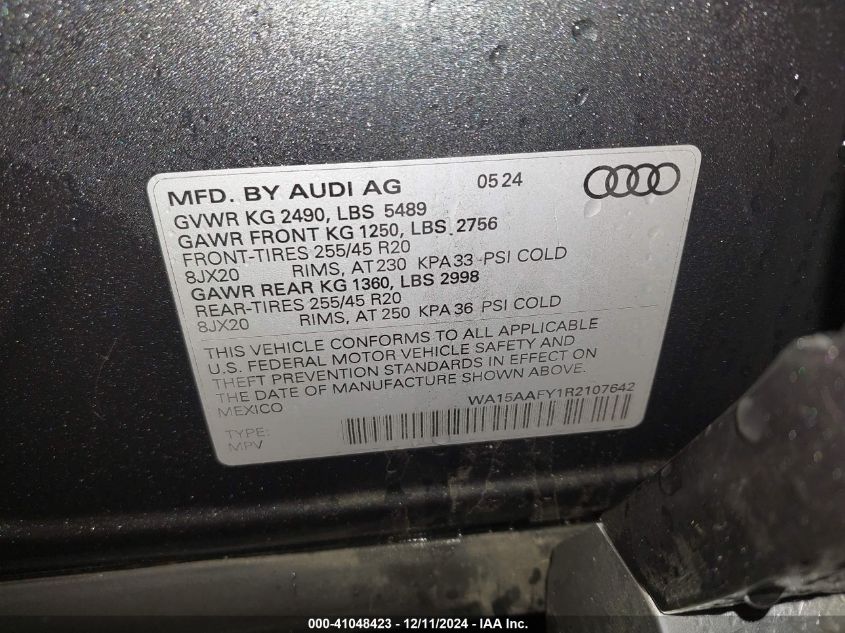 VIN WA15AAFY1R2107642 2024 Audi Q5, Premium Plus 45... no.9