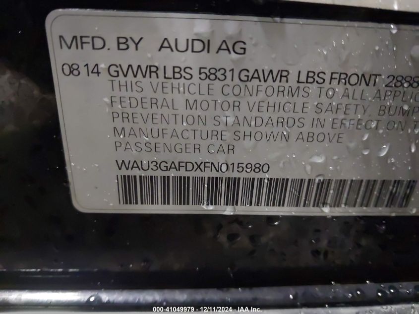 VIN WAU3GAFDXFN015980 2015 Audi A8, L 3.0T no.9