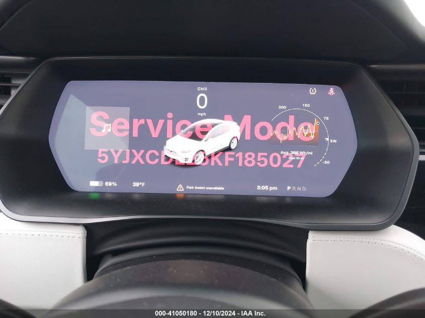 2019 Tesla Model X 100D/75D/Long Range/Standard Range VIN: 5YJXCDE25KF185027 Lot: 41050180