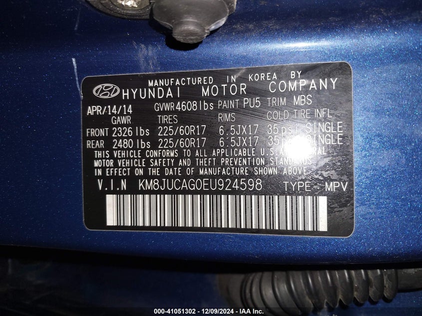 2014 HYUNDAI TUCSON SE - KM8JUCAG0EU924598