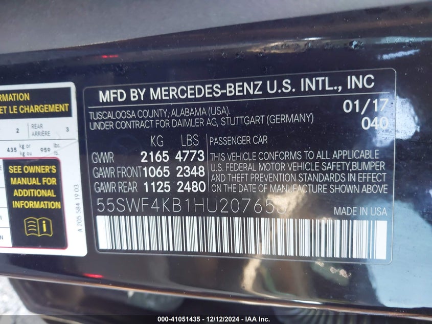 2017 MERCEDES-BENZ C 300 4MATIC/LUXURY 4MATIC/SPORT 4MATIC - 55SWF4KB1HU207653