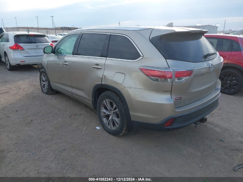 VIN 5TDJKRFH0ES008104 2014 Toyota Highlander, Xle V6 no.3