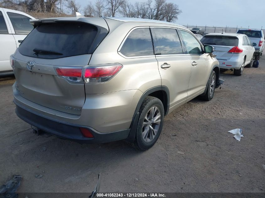 VIN 5TDJKRFH0ES008104 2014 Toyota Highlander, Xle V6 no.4