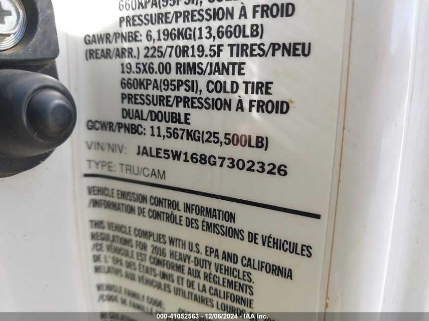 2016 Isuzu Dsl Reg At VIN: JALE5W168G7302326 Lot: 41052563