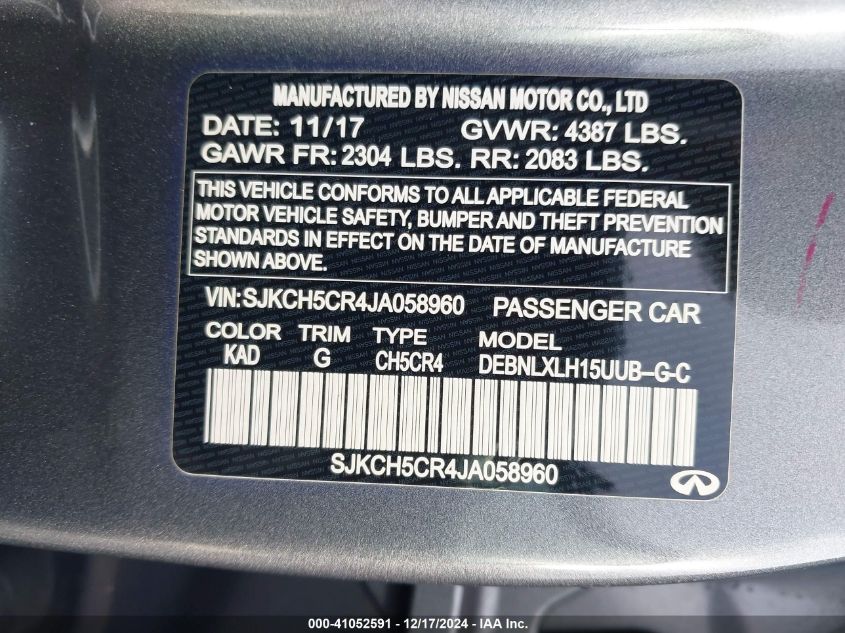 VIN SJKCH5CR4JA058960 2018 INFINITI QX30 no.9