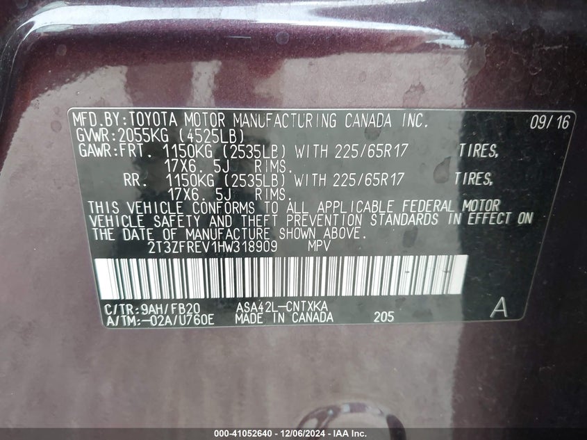 2017 TOYOTA RAV4 LE - 2T3ZFREV1HW318909