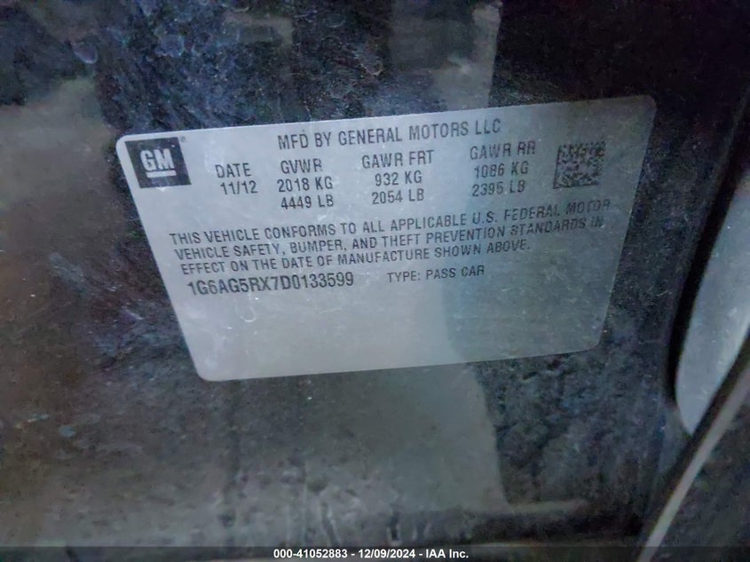 2013 CADILLAC ATS STANDARD - 1G6AG5RX7D0133599