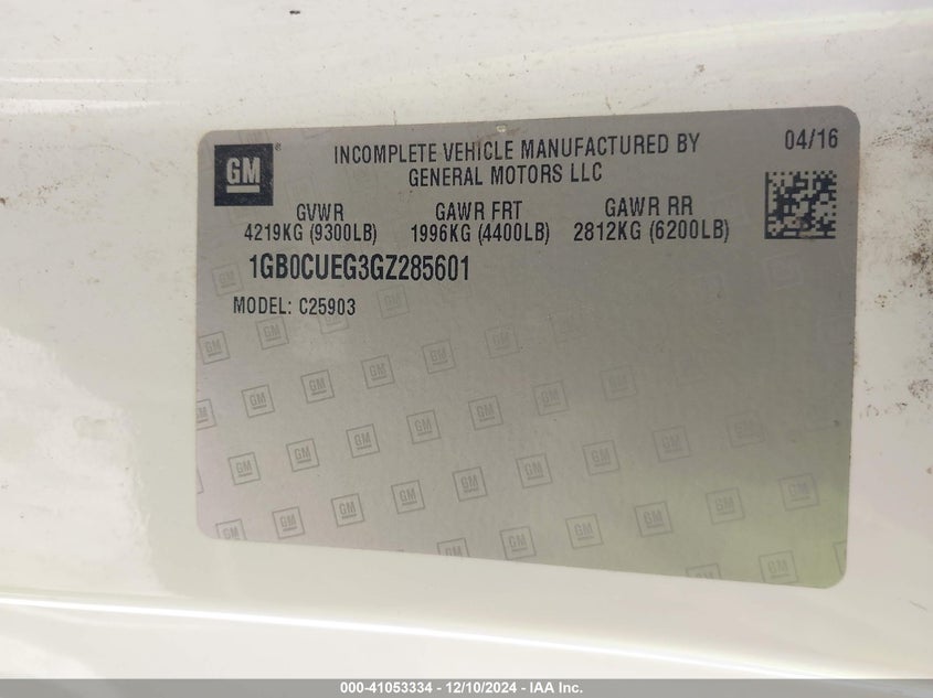 2016 CHEVROLET SILVERADO 2500HD WT - 1GB0CUEG3GZ285601