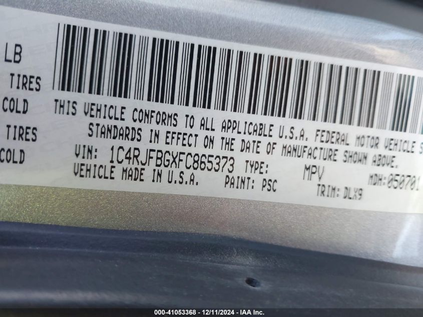 VIN 1C4RJFBGXFC865373 2015 Jeep Grand Cherokee, Lim... no.9