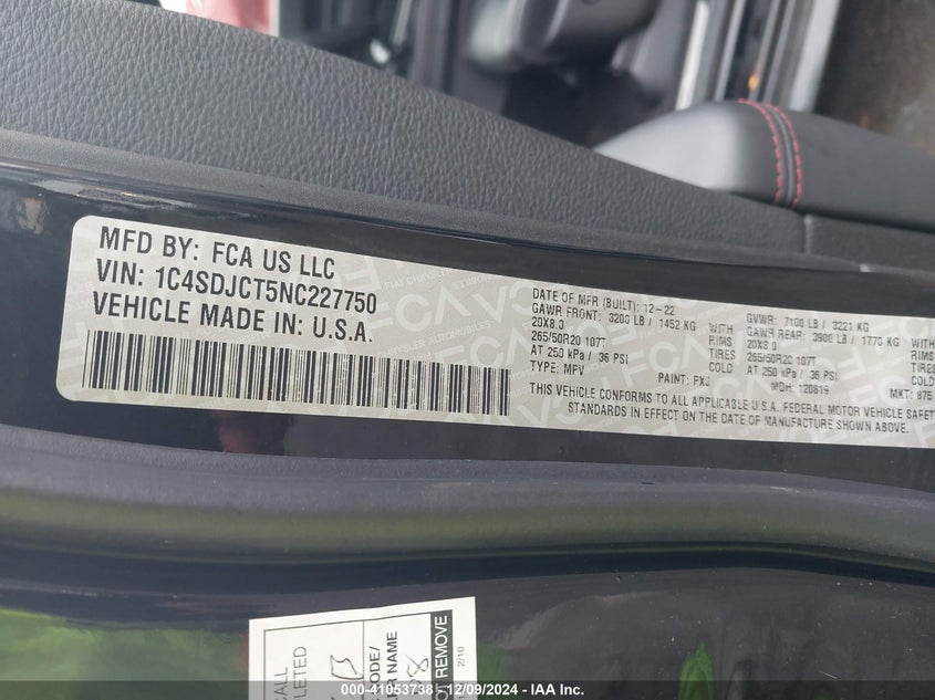 2022 DODGE DURANGO R/T AWD - 1C4SDJCT5NC227750