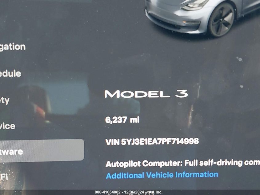 2023 TESLA MODEL 3 REAR-WHEEL DRIVE - 5YJ3E1EA7PF714998