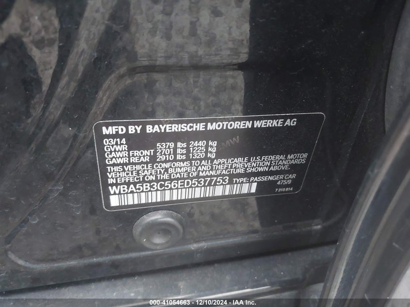 2014 BMW 535I XDRIVE - WBA5B3C56ED537753