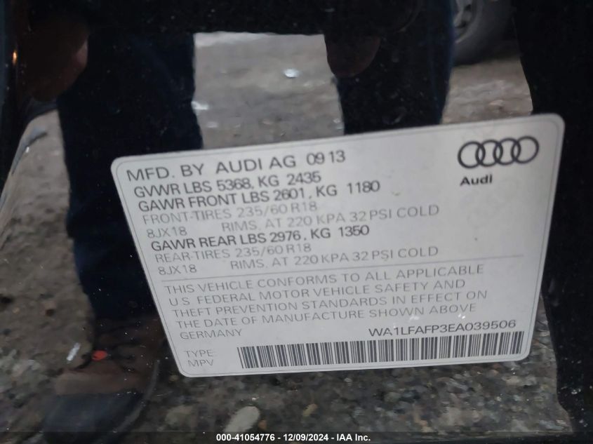 VIN WA1LFAFP3EA039506 2014 AUDI Q5 no.9