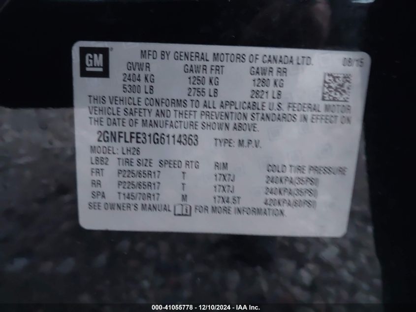 VIN 2GNFLFE31G6114363 2016 Chevrolet Equinox, LT no.9