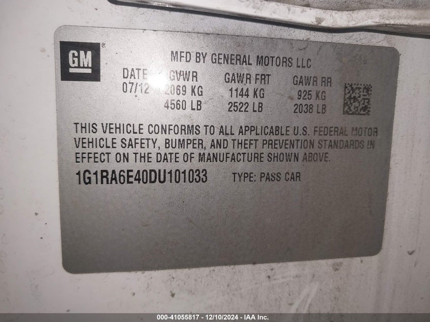 2013 CHEVROLET VOLT - 1G1RA6E40DU101033