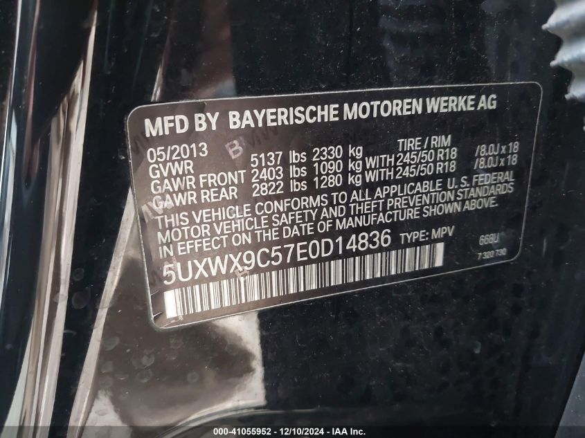 VIN 5UXWX9C57E0D14836 2014 BMW X3 no.9