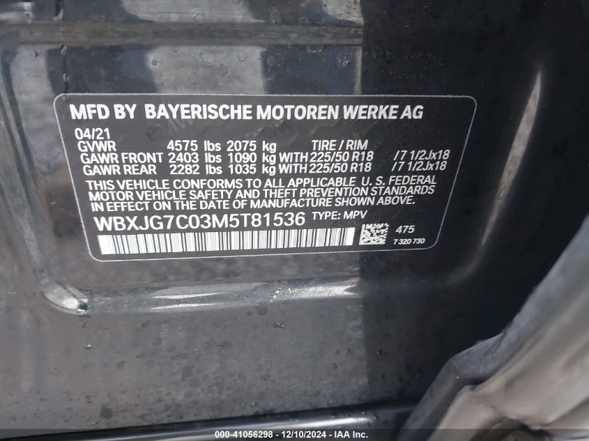 VIN WBXJG7C03M5T81536 2021 BMW X1, Sdrive28I no.9