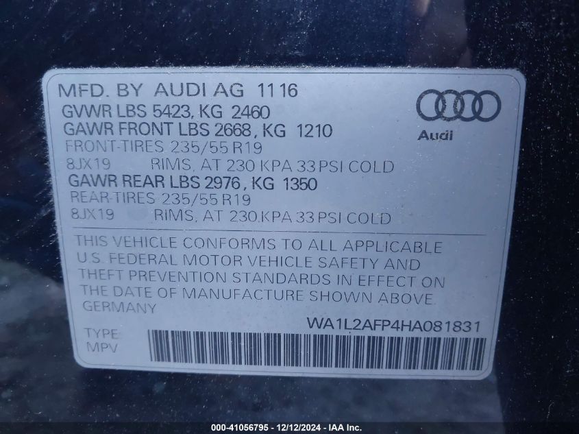 VIN WA1L2AFP4HA081831 2017 Audi Q5, 2.0T Premium no.9