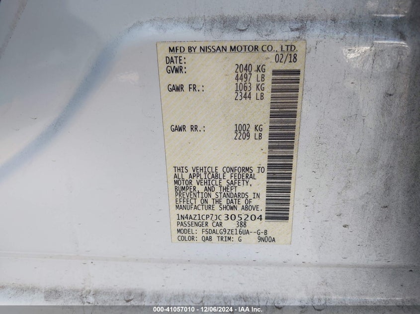 2018 NISSAN LEAF SL - 1N4AZ1CP7JC305204