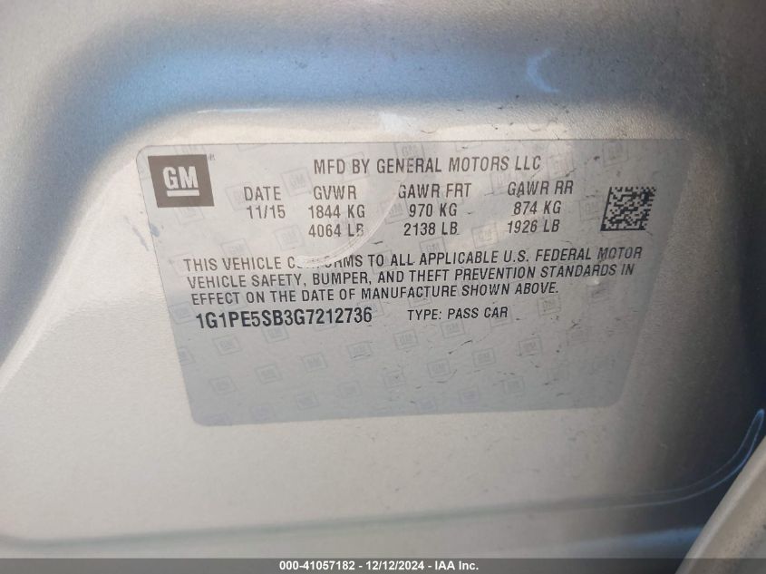 VIN 1G1PE5SB3G7212736 2016 Chevrolet Cruze, Limited... no.9