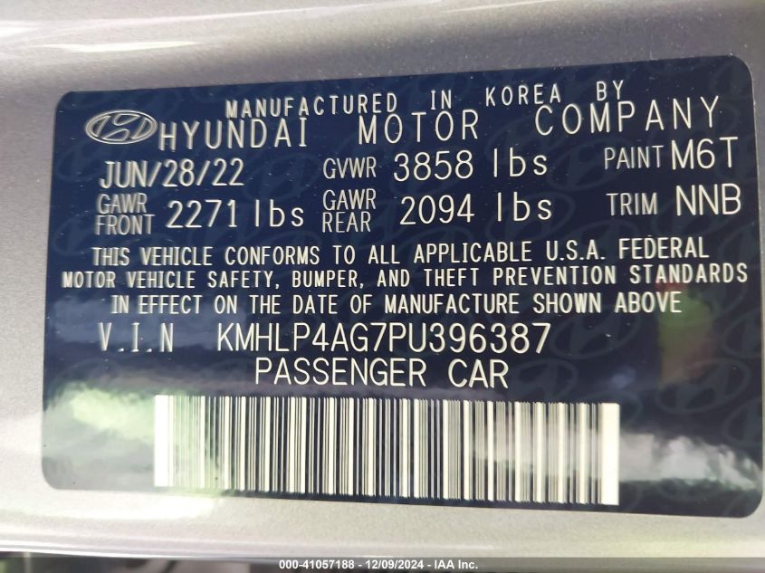 VIN KMHLP4AG7PU396387 2023 Hyundai Elantra, Limited no.9