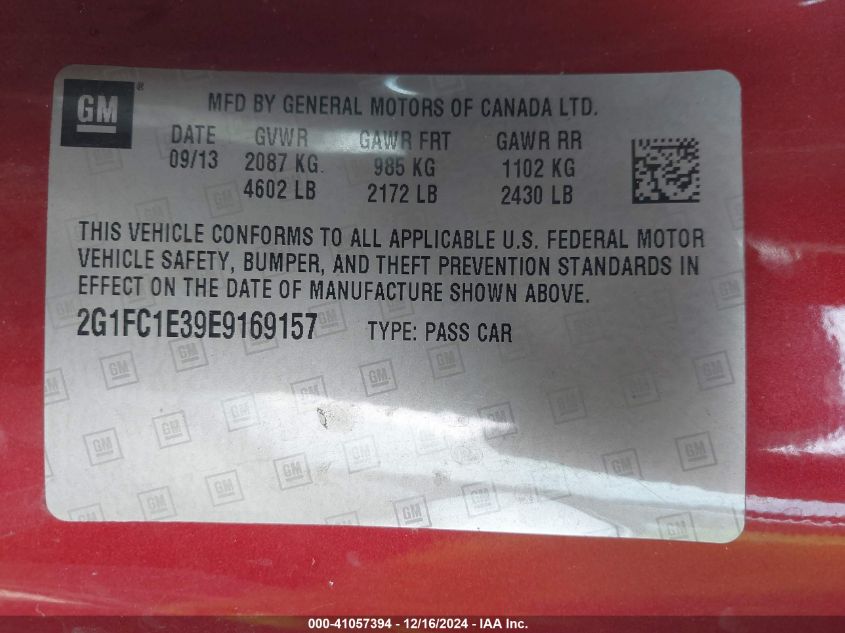 VIN 2G1FC1E39E9169157 2014 CHEVROLET CAMARO no.9