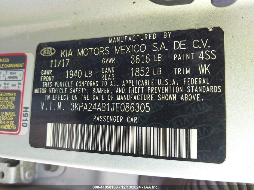 2018 KIA RIO S - 3KPA24AB1JE086305