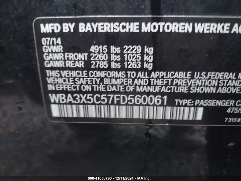 VIN WBA3X5C57FD560061 2015 BMW 328i Gran Turismo, X... no.9