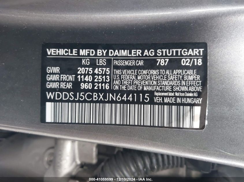 VIN WDDSJ5CBXJN644115 2018 MERCEDES-BENZ AMG CLA 45 no.9