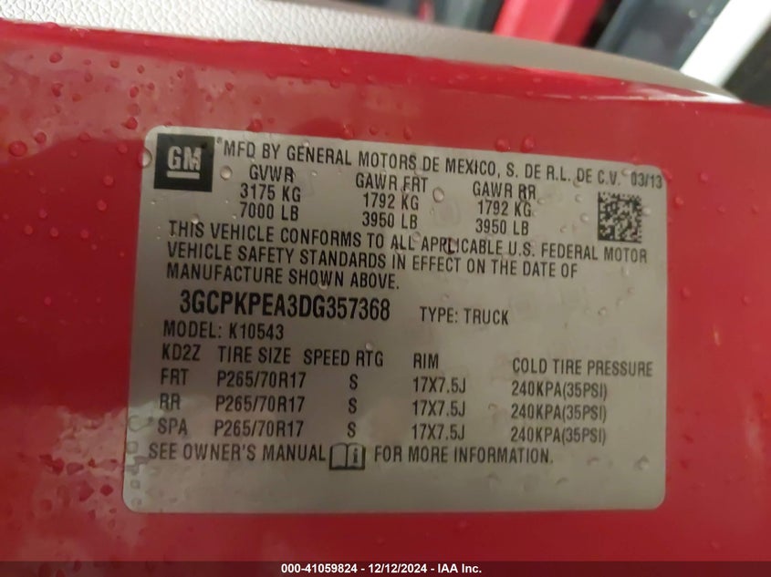 2013 CHEVROLET SILVERADO 1500 WORK TRUCK - 3GCPKPEA3DG357368