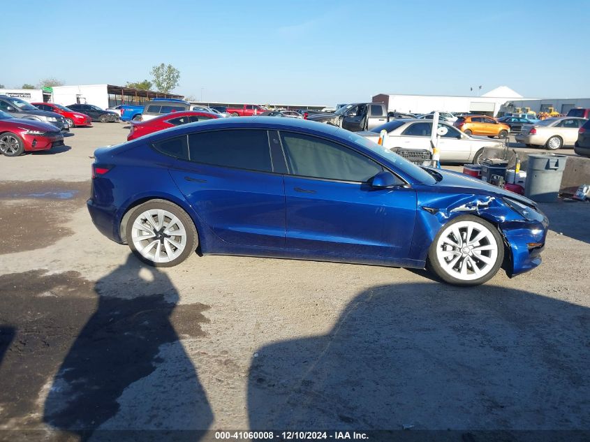 2022 Tesla Model 3 Long Range Dual Motor All-Wheel Drive VIN: 5YJ3E1EB7NF337577 Lot: 41060008