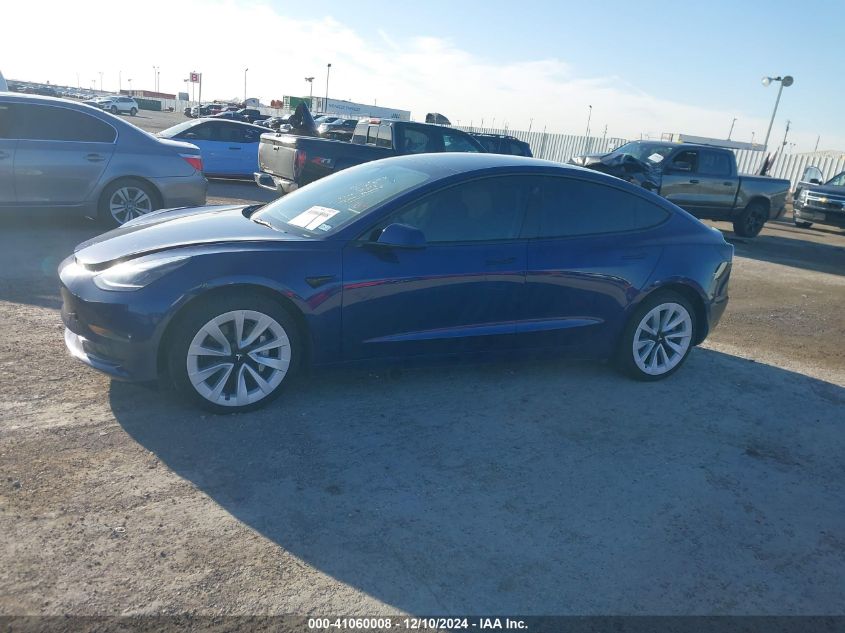 2022 Tesla Model 3 Long Range Dual Motor All-Wheel Drive VIN: 5YJ3E1EB7NF337577 Lot: 41060008