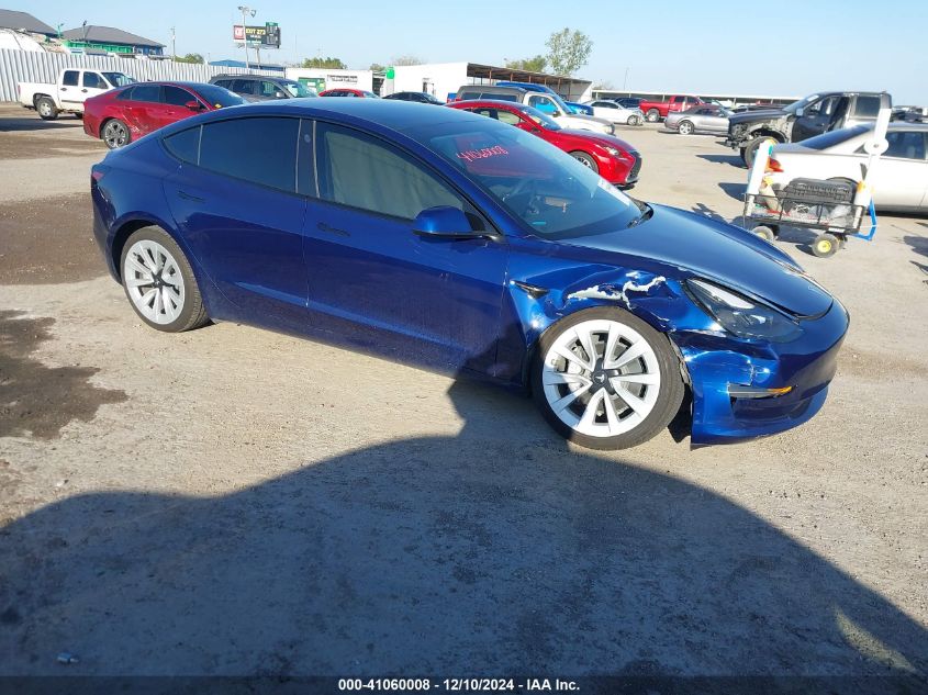 2022 Tesla Model 3 Long Range Dual Motor All-Wheel Drive VIN: 5YJ3E1EB7NF337577 Lot: 41060008