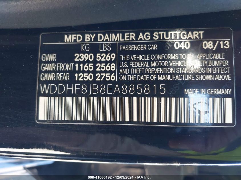 VIN WDDHF8JB8EA885815 2014 MERCEDES-BENZ E 350 no.9