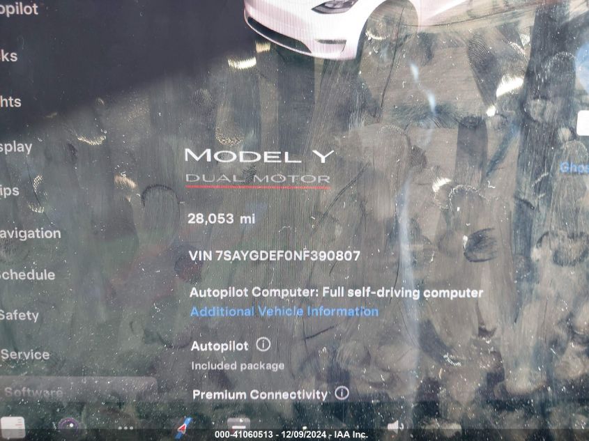 2022 Tesla Model Y Performance Dual Motor All-Wheel Drive VIN: 7SAYGDEF0NF390807 Lot: 41060513