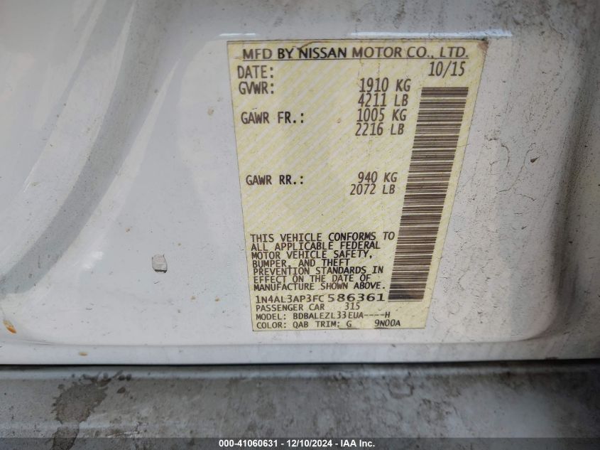 VIN 1N4AL3AP3FC586361 2015 NISSAN ALTIMA no.9