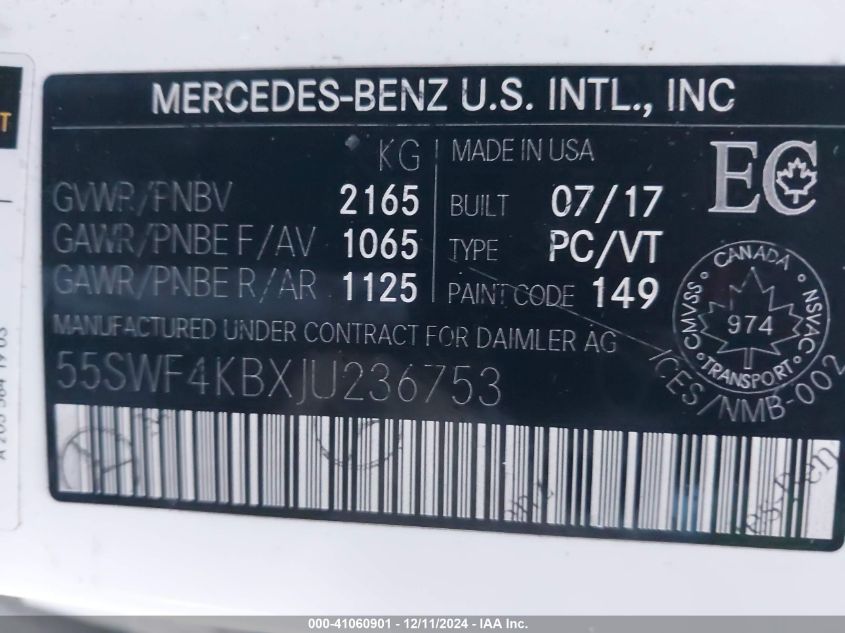 VIN 55SWF4KBXJU236753 2018 Mercedes-Benz C 300, 4Matic no.9