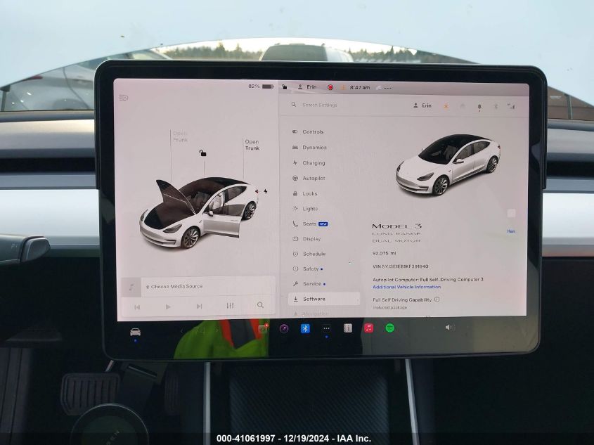 2019 TESLA MODEL 3 LONG RANGE/PERFORMANCE - 5YJ3E1EB1KF391940