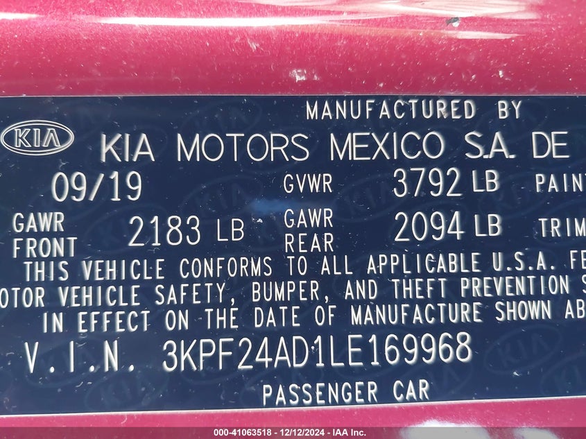 2020 KIA FORTE FE/LXS - 3KPF24AD1LE169968