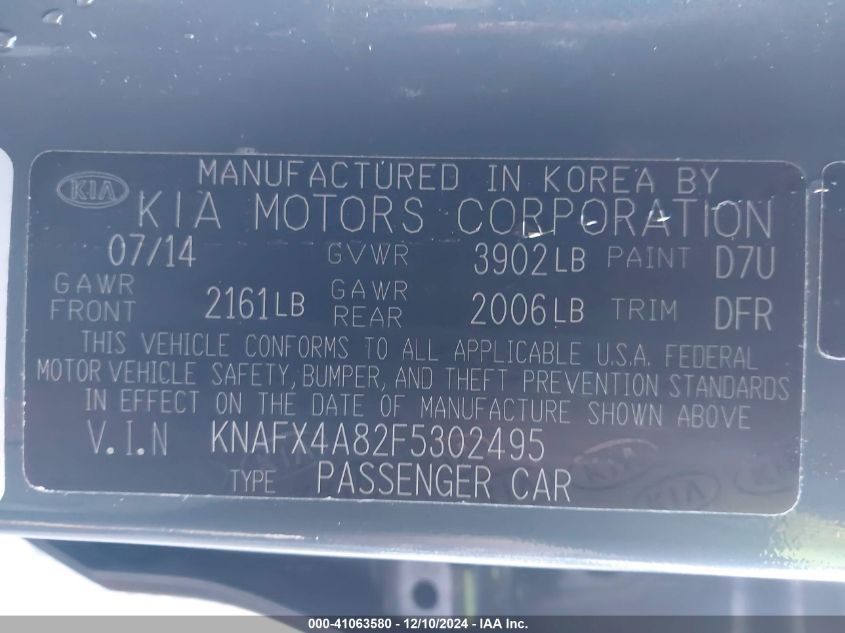 2015 KIA FORTE EX - KNAFX4A82F5302495