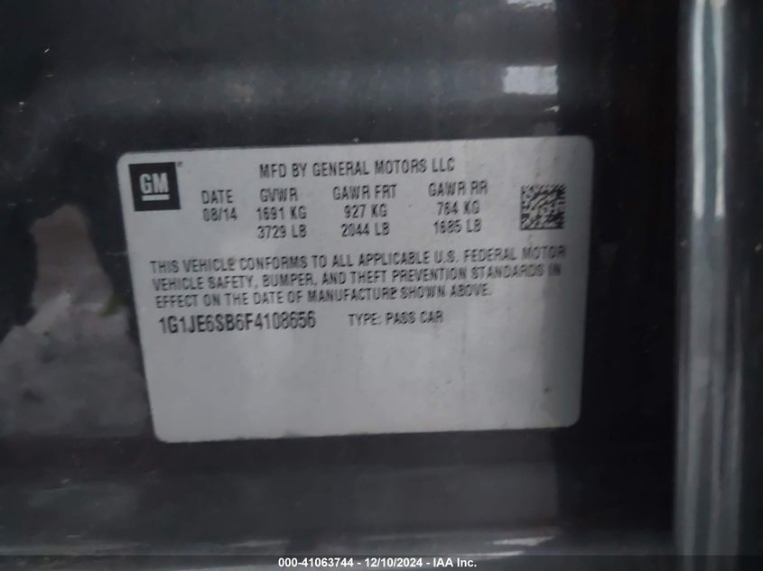 2015 CHEVROLET SONIC LTZ AUTO - 1G1JE6SB6F4108656