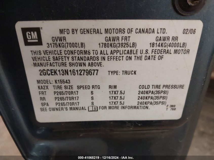 2006 Chevrolet Silverado 1500 VIN: 1FTFX21538ED76801 Lot: 41065219