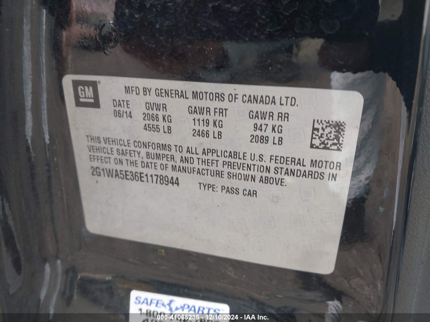 2014 CHEVROLET IMPALA LIMITED LS - 2G1WA5E36E1178944