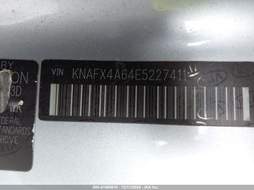 VIN KNAFX4A64E5227411 2014 KIA Forte, LX no.9