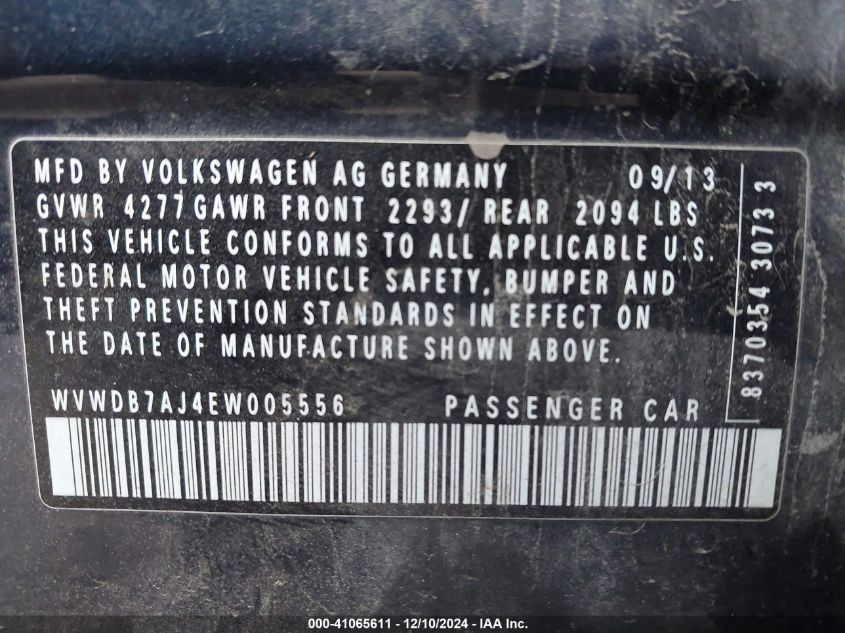 VIN WVWDB7AJ4EW005556 2014 Volkswagen Golf, 2.5L no.9