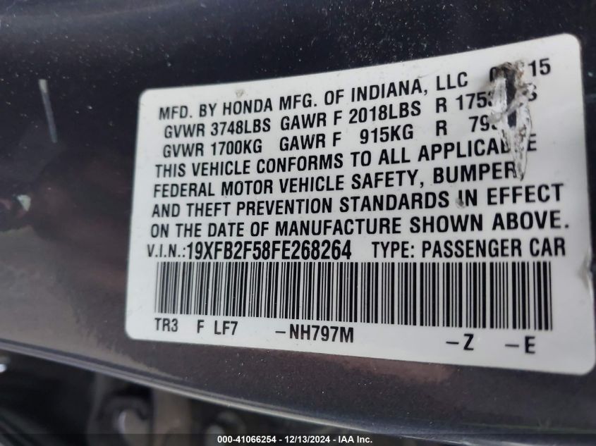 VIN 19XFB2F58FE268264 2015 Honda Civic, LX no.9