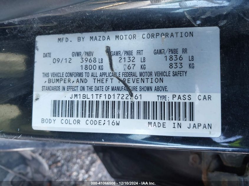 VIN JM1BL1TF1D1722261 2013 MAZDA MAZDA3 no.9