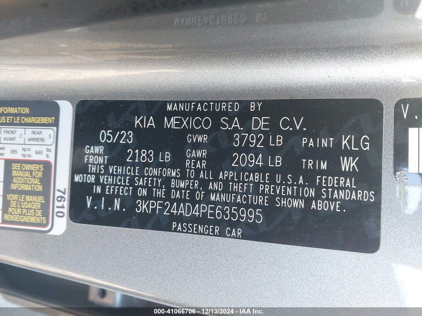 2023 KIA FORTE LXS - 3KPF24AD4PE635995